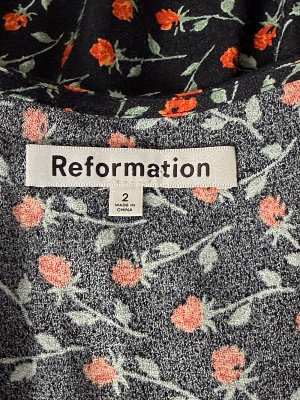 Reformation Olencia Floral Mini Dress Black Orange Size 2 - Picture 8 of 9